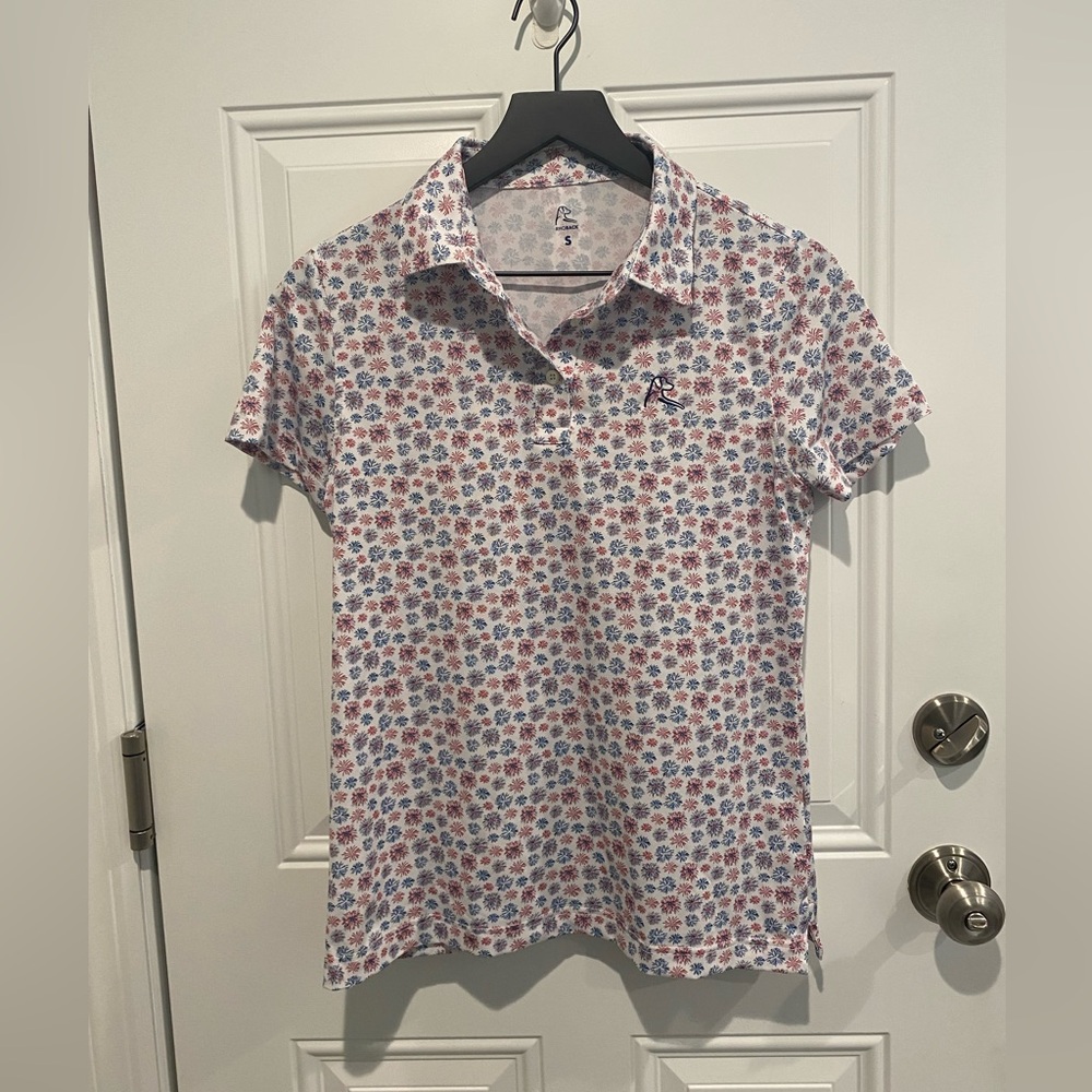 Rhoback Women’s Short sleeve Polo Shirt Fireworks Size Small - Picture 6 of 6
